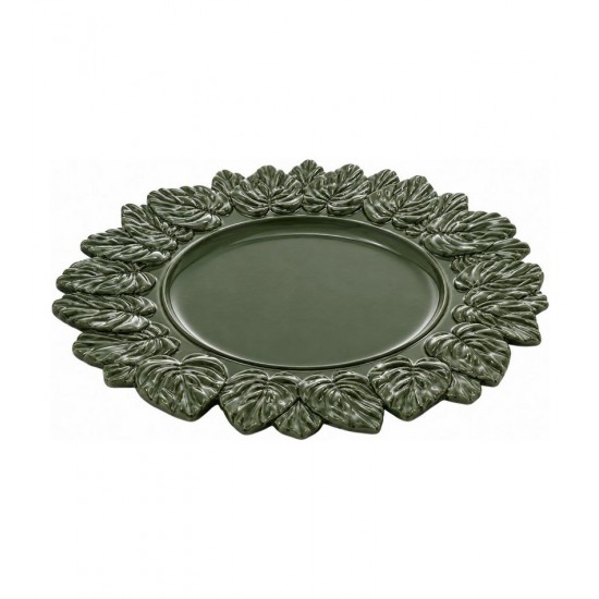 Sousplat 35cm de Plástico Patinado Garden Leaf Premium Verde - Lyor